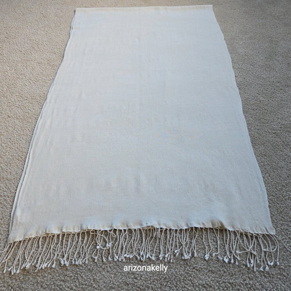 Silk/Cashmere Woven Scarf Ivory